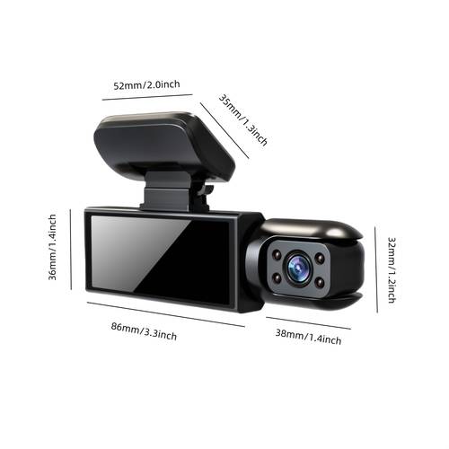 2026 latest dual lens car dash cam 1080p front and in car recording 32gb memory card with inch ips sensor vehicle safety monitoring motion detection loop recording car dash cam dual lens design