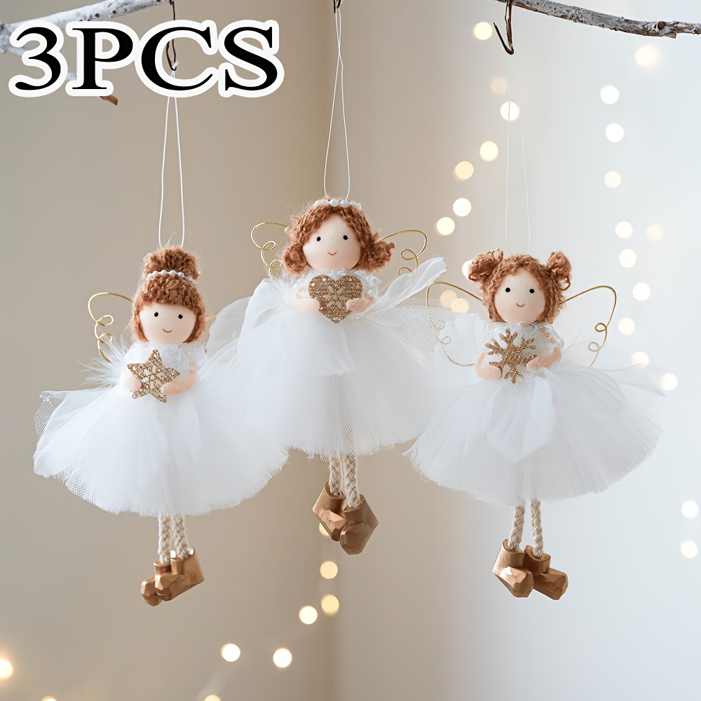 Image of 3pcs Christmas Decorations Doll Pendant Tree Ornaments Plush Crafts Decorations For Wall Hanging Home Holiday Party
