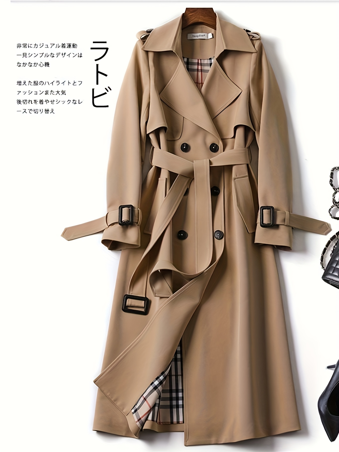 women's british inspired knee length trench coat belted