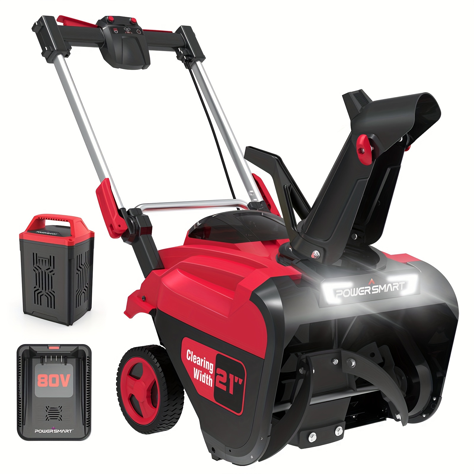 

Powersmart 80v Max Cordless Snow Blower, 21-inch Single Stage With 6.0ah Battery And Charger (db2801rb)