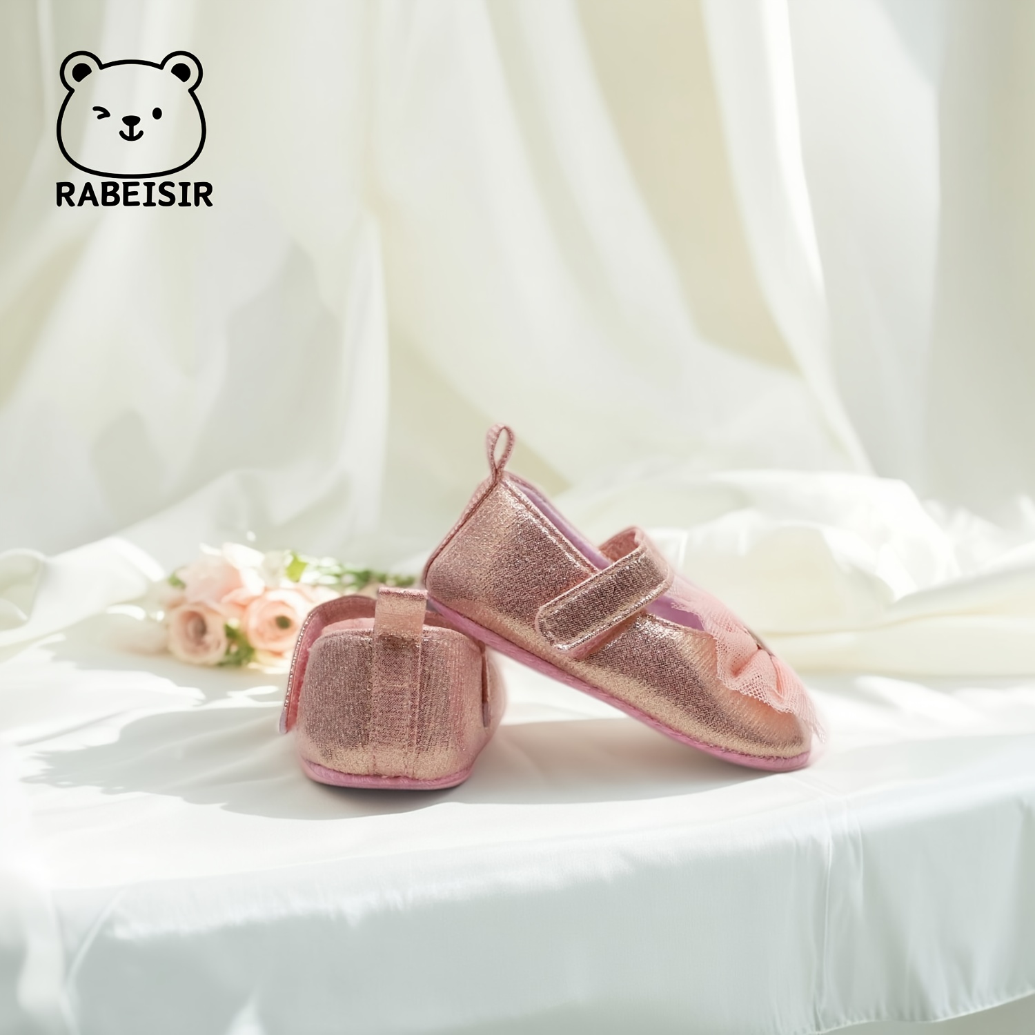 RABEISIR First Walkers Soft-Soled Slip-Resistant Mary Jane Shoes with Lace Bow & Geometric Pattern - Lightweight Canvas & Fabric, Closure, EVA Cushion for Spring/Fall, Everyday & Casual Outfits, Girl Shoes, Seasonal Footwear, Decorative Footwear, Slipresistant Soles