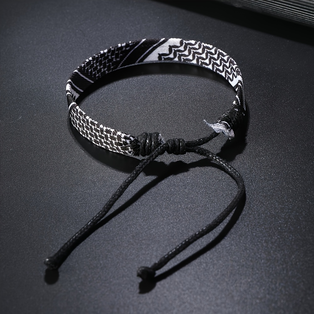 Men's Adjustable Nylon Bracelet with Intricate Patterns Green Red & Designs