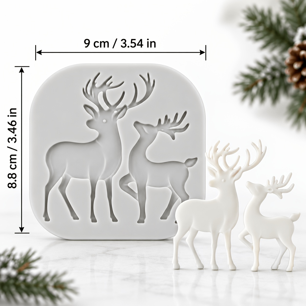 TEMU 1pc Christmas Reindeer Silicone Mold, Candle Mold, Soap Mold, Resin Molds, Diy Soft Pottery Clay Drop Glue Decorative Mold, Moldes Para Velas,