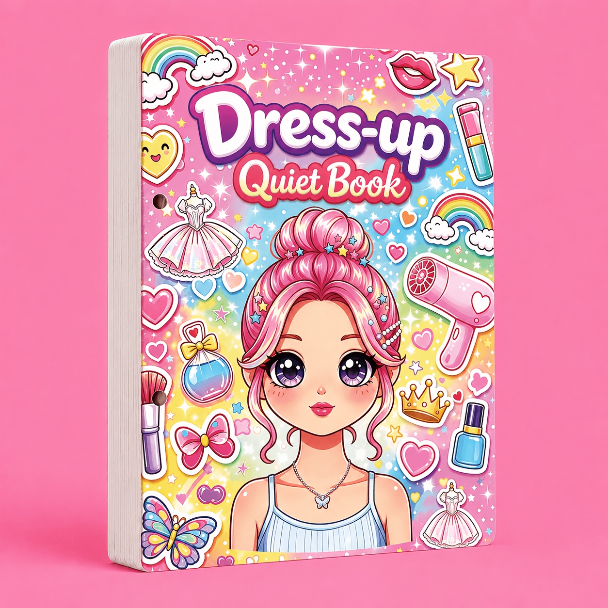 TEMU A4 Large Size Reusable Princess Dress-up Busy Book,hair Styling Nail Makeup Pretend Play Quiet Book,fine Motor Skill Early Learning Educational
