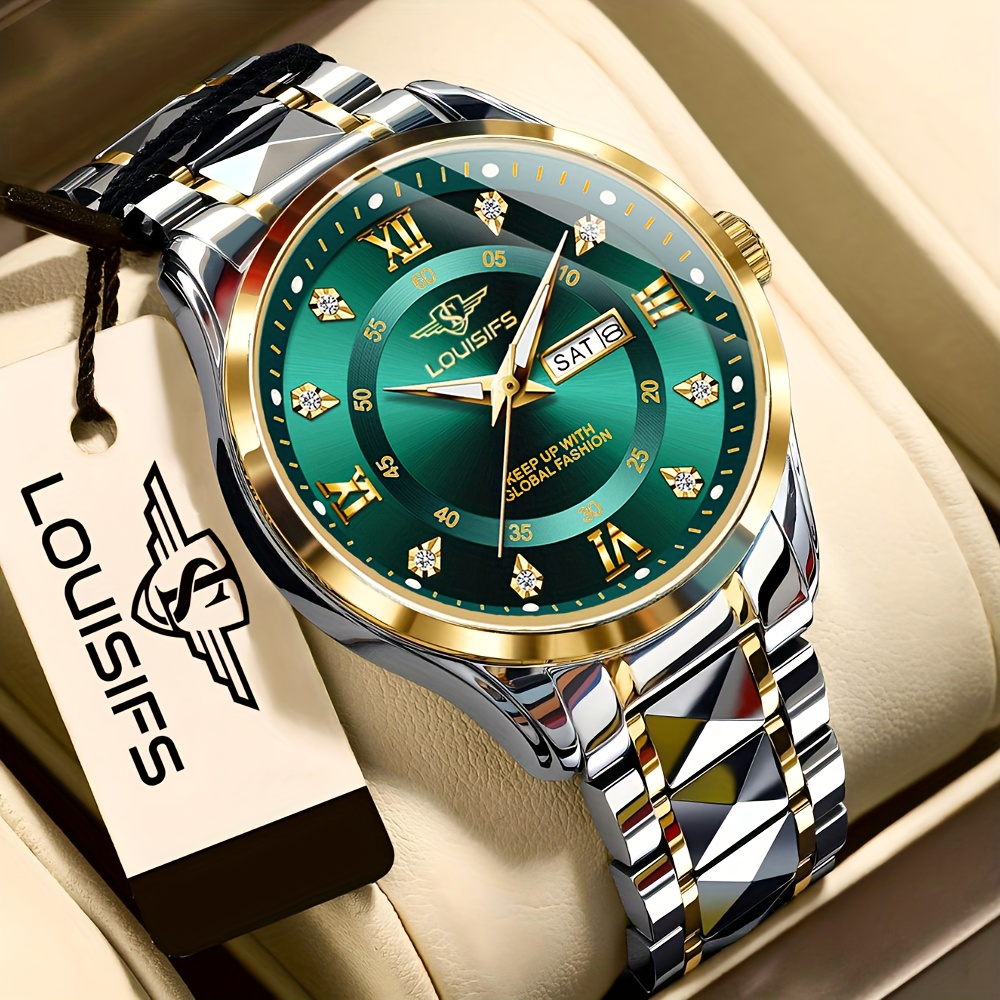 mens luxury watch roman dual date calendar display - Temu  display picture 3