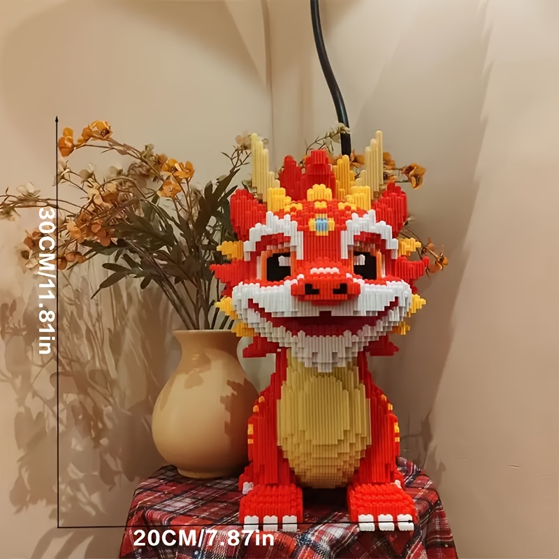 4911pcs Red Dragon Model Building Blocks, Creative Educational Toy Designed for Teens and Adults, Home Decor, Birthday Gift, Christmas Present