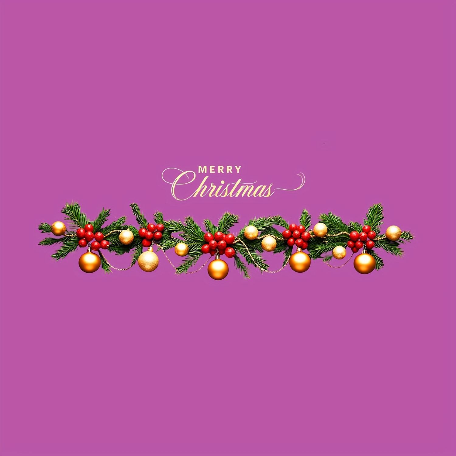 A Wall Sticker Featuring A Christmas Branch With Golden Ornaments And Red Berries, Along With A Decorative "merry Christmas" Message. Ideal For Glass Doors Malls And Wooden Doors At Home