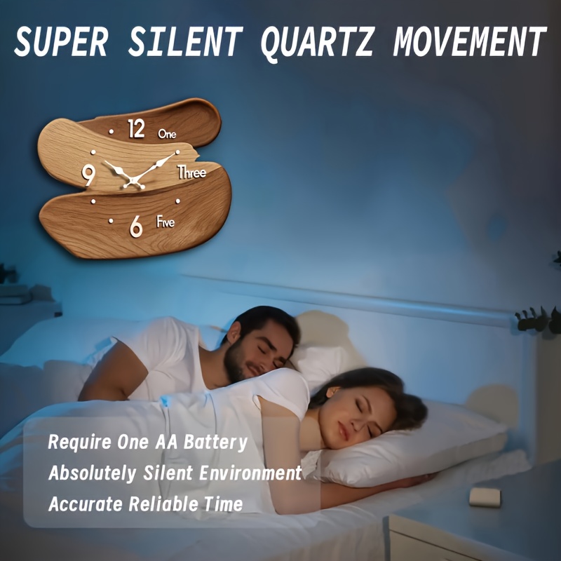 1pc JFHT Wooden Wall Clock - Unique Interlocking Design, Silent Non-Ticking, Artistic Timepiece for Home Decor, Ideal Gift, Battery Operated (AA Battery Not Included), Home Decor Clock | Modern Wall Clock | Wooden Clock