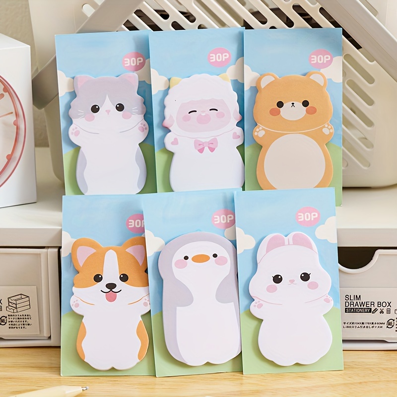 

6pcs Cartoon Penguin Rabbit Animals Memo Pad Sticky Notes Memo Notebook Stationery School Supplies Stationery