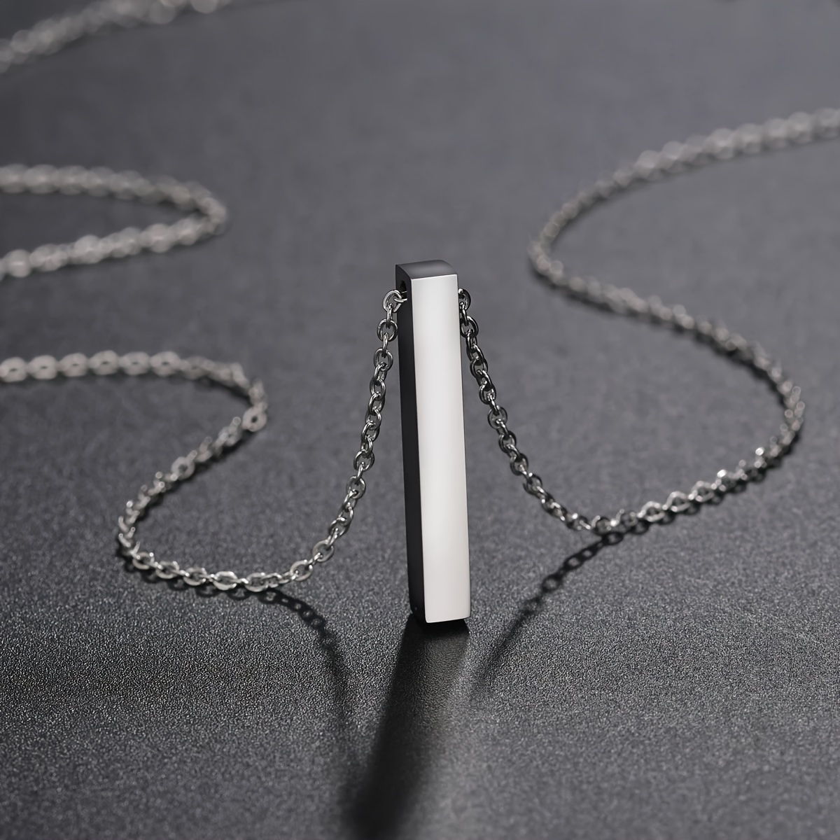 TEMU Customized Personalized Square Custom Name Necklace With Engraving On All Sides, Stainless Steel Pendant Necklace For Women/men, A Gift Necklace
