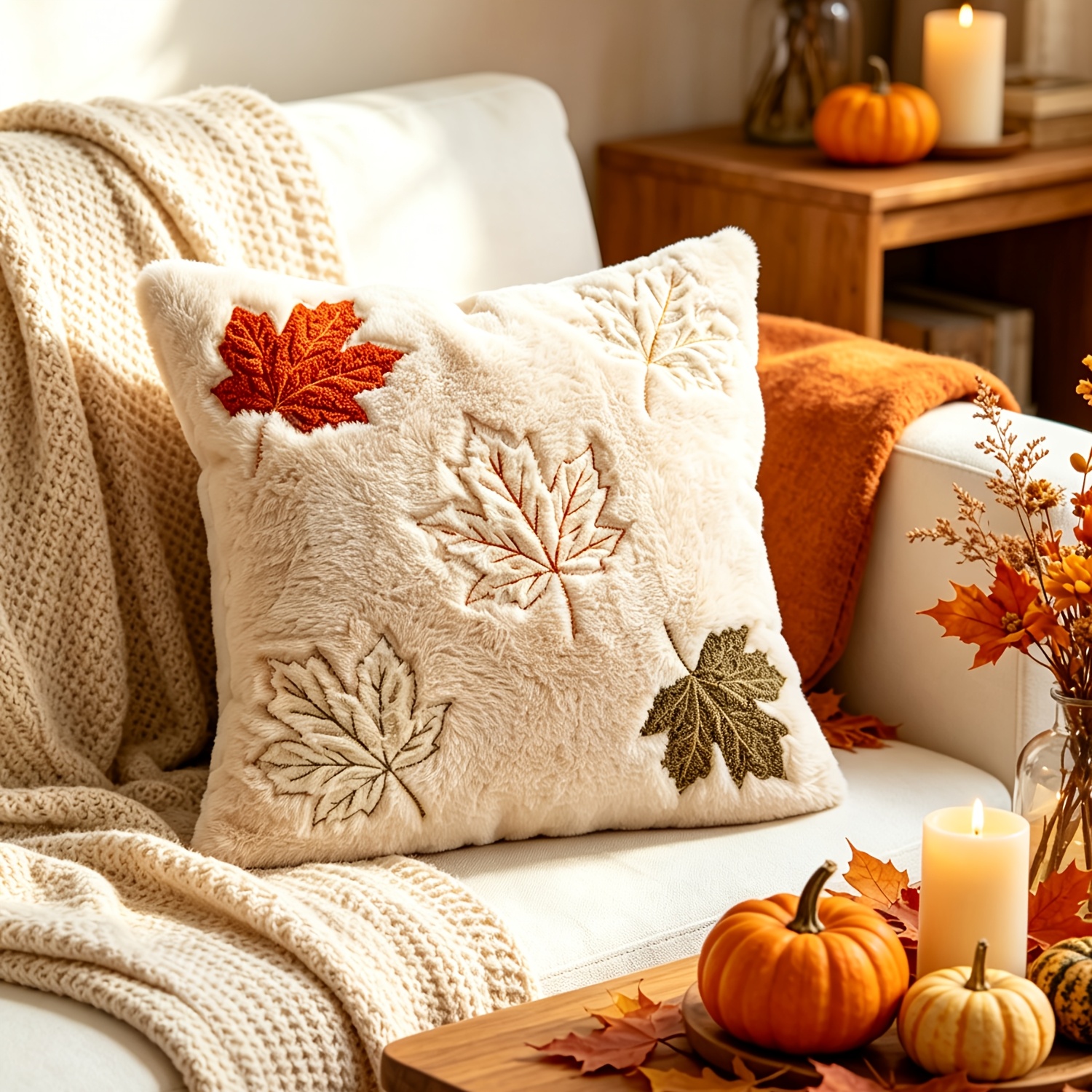 TEMU per cuscino autunnale 1 pz con zucca beige, morbida e felpata, per cuscino per , camera da letto, soggiorno, decorazione per la casa per l' e il