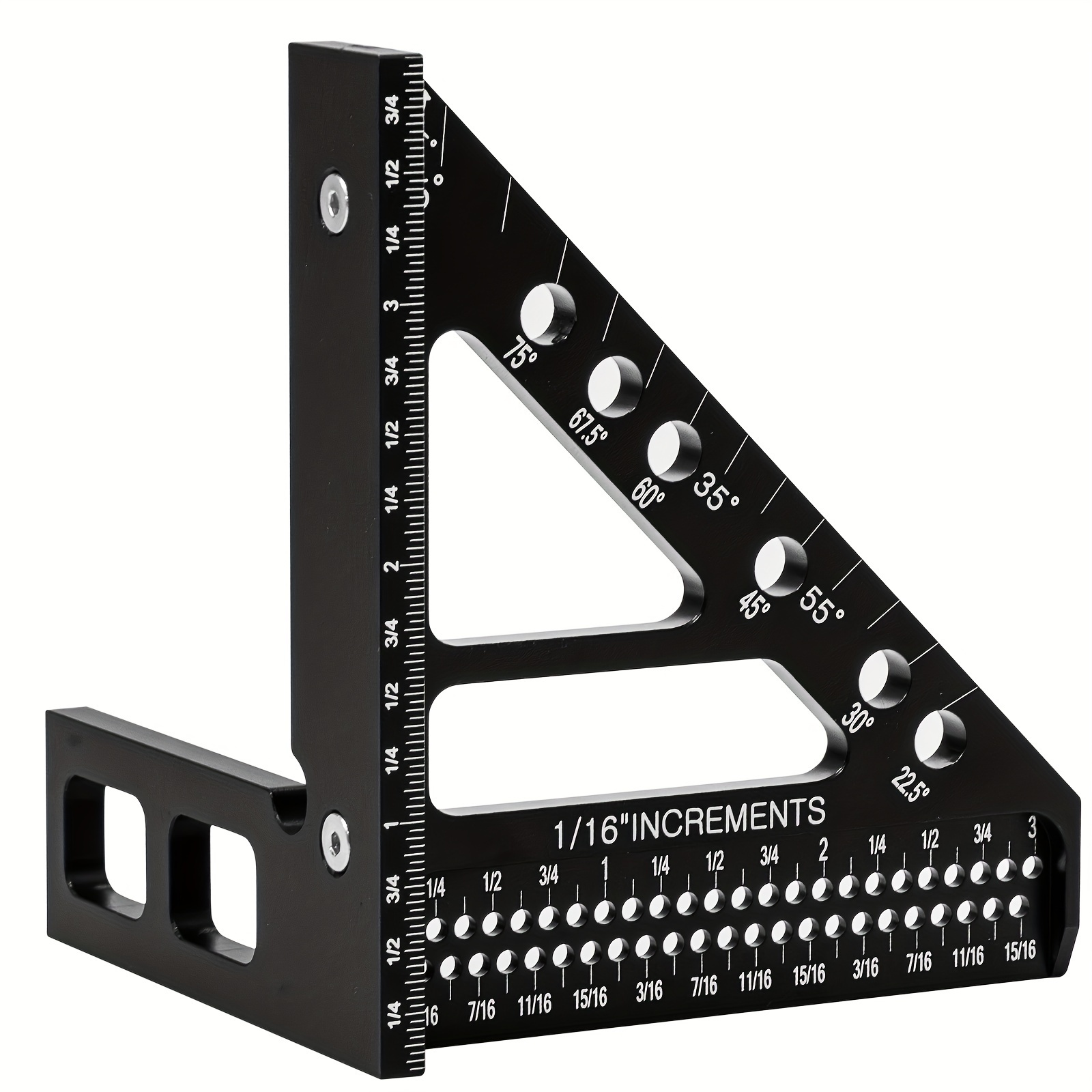 精密 45/90 度铝合金多角度测量尺 - 高准确性木工方弯度仪，带有清晰的刻度标记，耐用的金属结构，适用于工程师和木匠 1