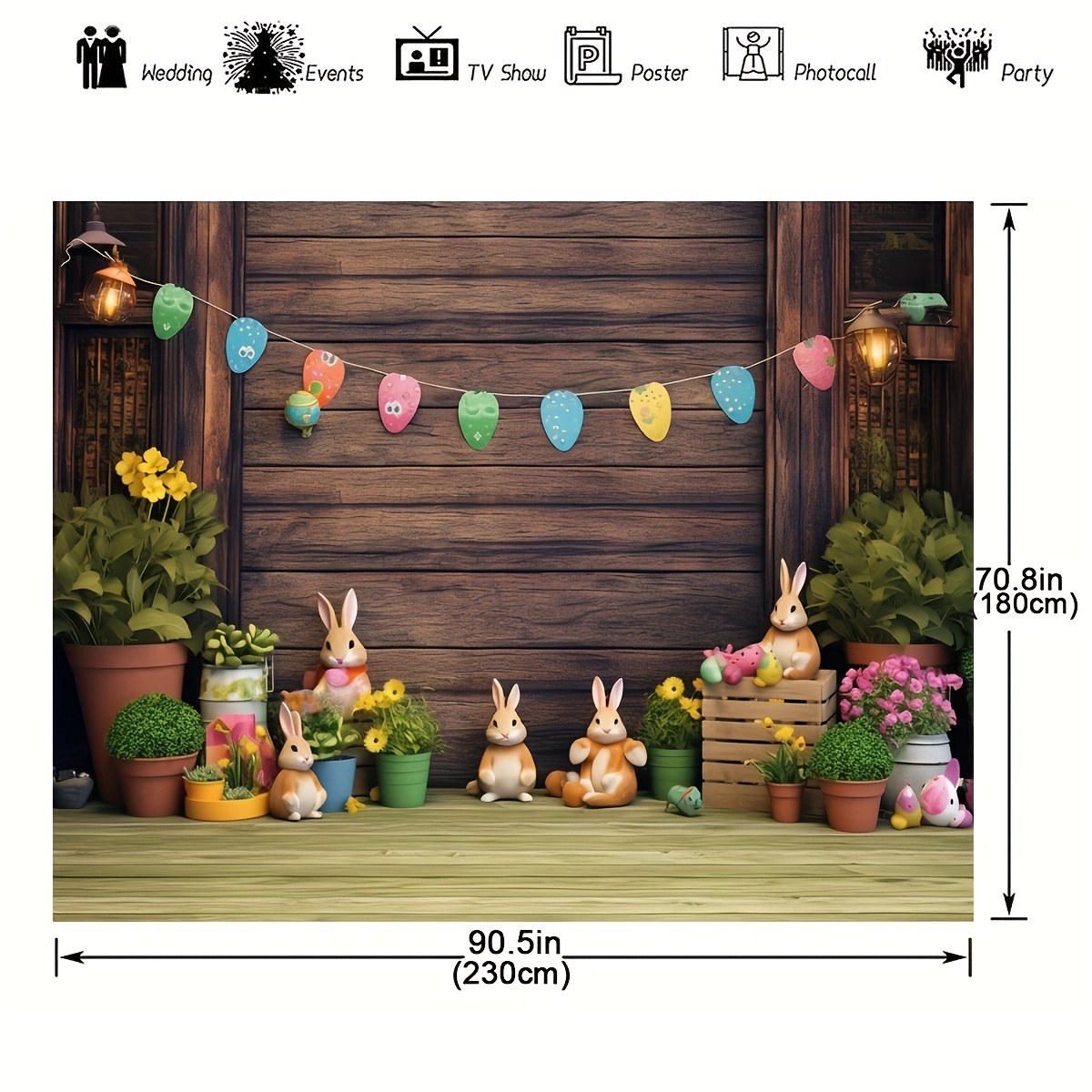 1pc spring happy easter theme photography backdrop rustic wooden wall background bunny rabbit colorful eggs grass floral baby kids portrait party decor banner photo booth studio