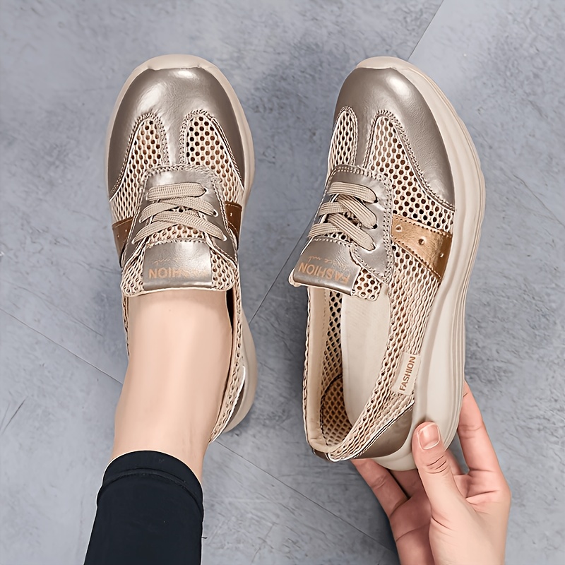TEMU Plover Women's Low-top Sneakers - Minimalist Round Toe Lace-up Casual With Sole & Cushioned Insole, Breathable Fabric Upper Suitable For - Wear,