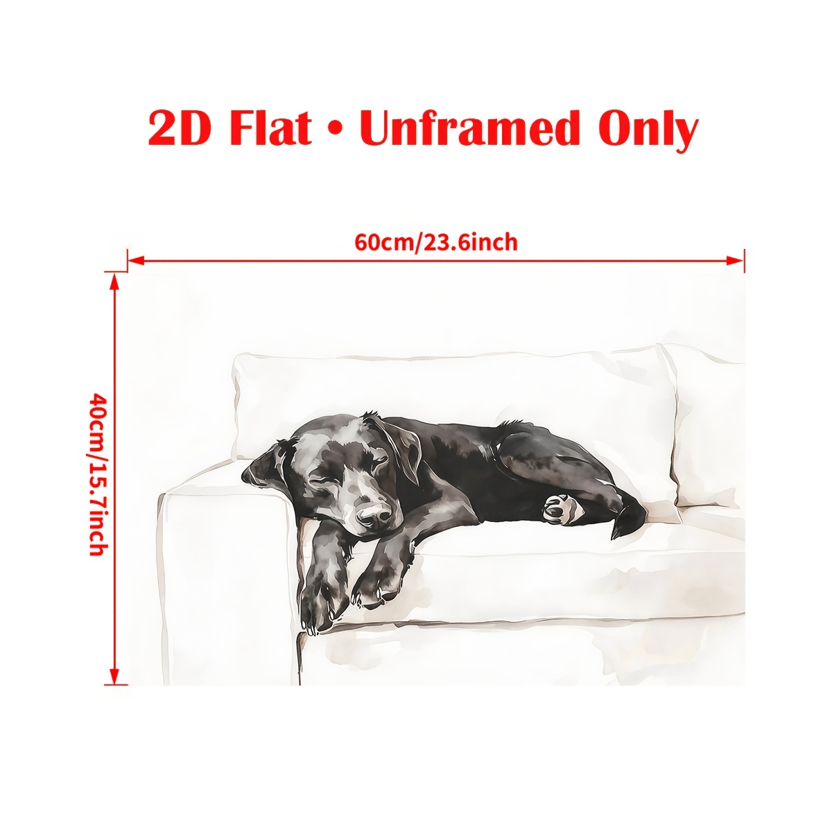 TEMU 2d Flat, 2d Flat 1pc Unframed Watercolor Sleeping Minimalist Black Lab Wall Art Poster Canvas Print Ideal Gift Artwork For Bedroom Bathroom