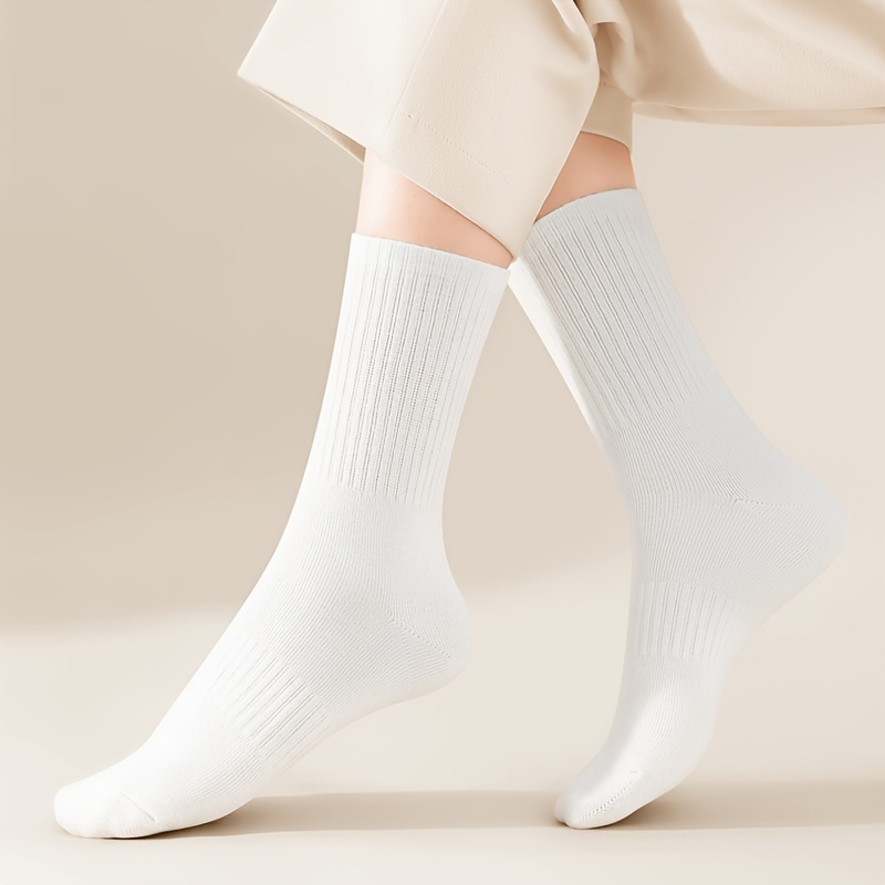 3 Pairs Women's Long Tube Socks For Autumn And Winter, Solid And Leisure, Breathable, Suitable For Daily Wear, High-waist Socks