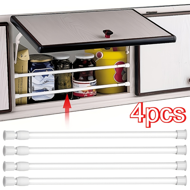 Image of 4pcs Set Of Adjustable Wardrobe Rails For Rvs And Campers - Essential Organization Rods For Travel Trailers