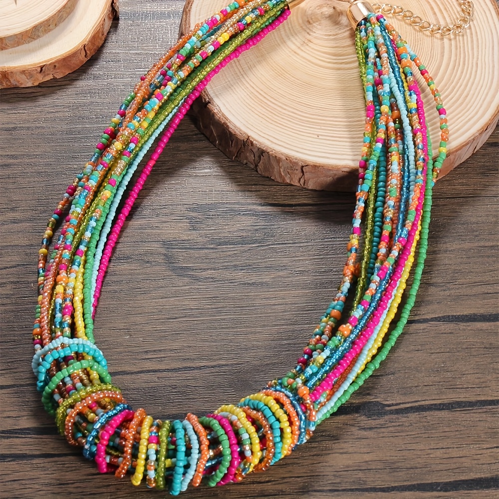 Bohemian Layer Colorful Beaded Necklace for Women