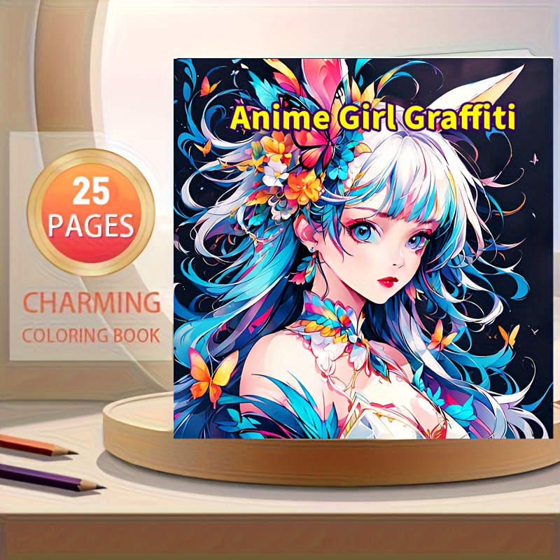 

Anime Girl Coloring Book For Adults, 25 Pages, Watercolor Paper, White, Creative Inspiration For Halloween, Christmas, Birthday Party, And Holiday Gifts