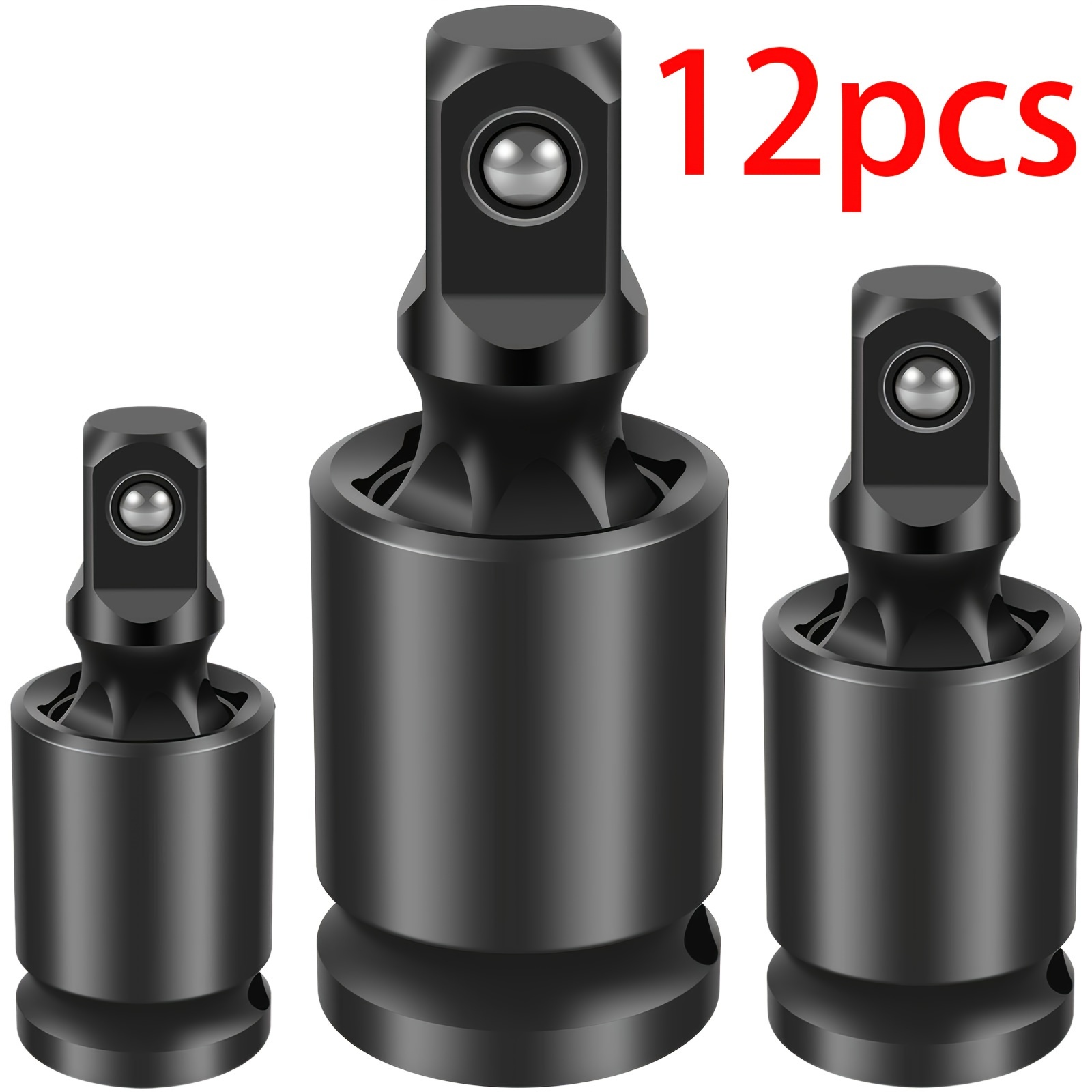 

3pcs Impact Universal Joint Swivel Socket Set Professional Swivel Socket Adapter 3/8inch 1/2inch 1/4inch 360° Rotatable Joint Socket Adapter Cr-mo For Electric Wrench Ratchet Wrench