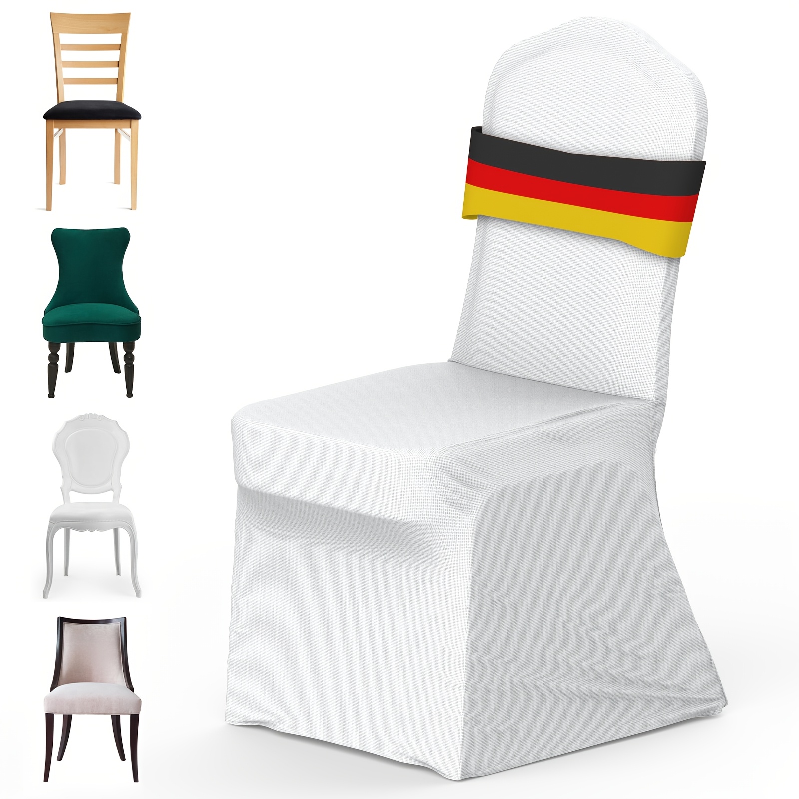 Image of 50pcs/100pcs Pack Homlive White Chair Covers Elastic Closure -piece Stretchable Suitable For Weddings, Parties, Banquets, Dining Table - Machine Washable Elastic Cover Fits Most Chair Seats