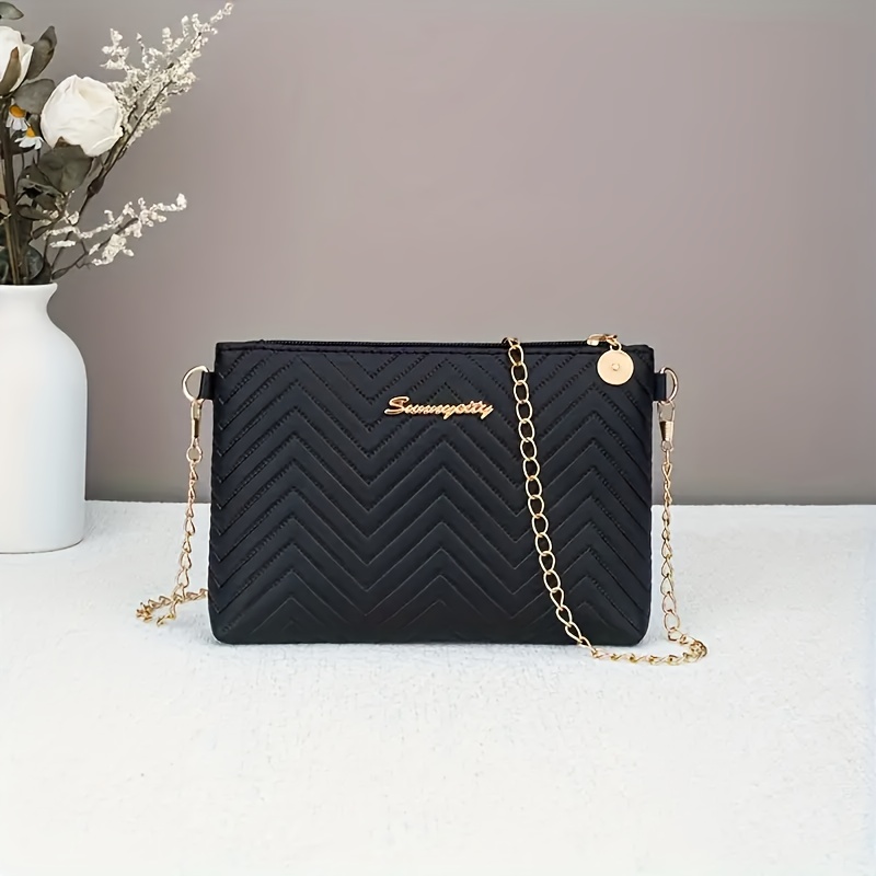 Wave Quilted Pu Material Women's Crossbody Bag, Metal Zipper Head, Light Luxury Travel Essential Crossbody Bag, Cosmetic Bag, Clutch Bag - Fashion Bags From Guangzhou