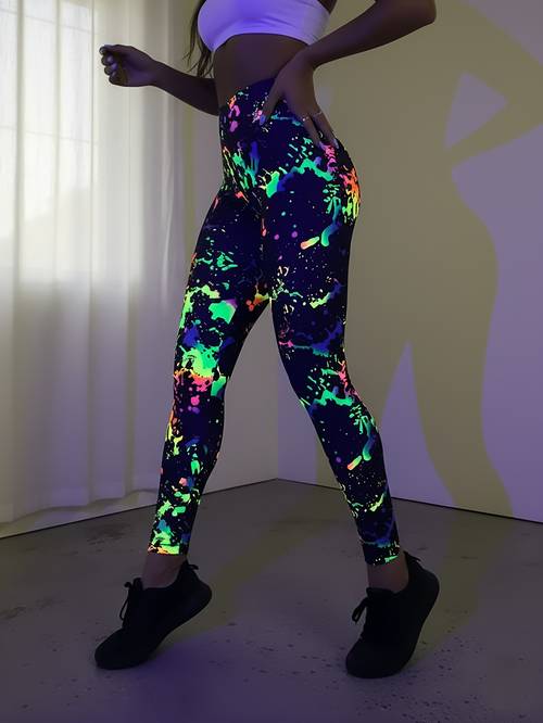 dames halloween -the-dark splatter leggings, nauwsluitende broek voor dames
