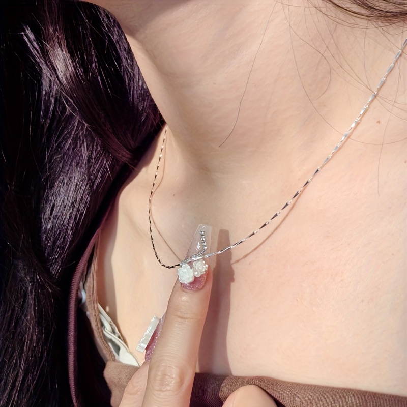 Women's 925 Sterling Silver Minimalist Chain Necklace, Exquisite Collarbone