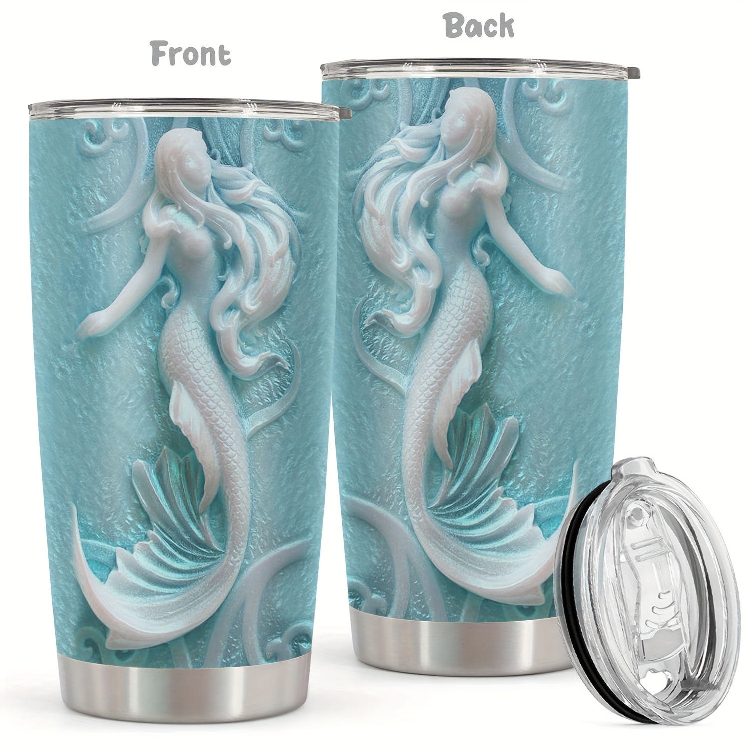 

1pc, 20oz Tumbler, Mermaid Funny Print Mug Tumbler 20oz, Travel Tumlber For Wedding Birthday Graduation Party, Birthday Christmas Gifts For Women Mom Sisters Teacher Coworker Restaurant Use