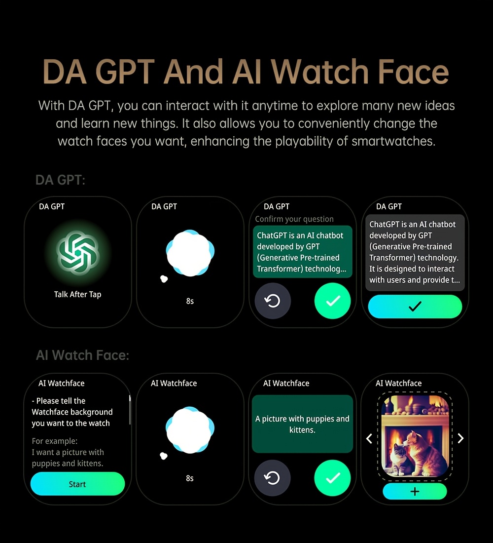 5.13 cm Full Screen Touch Smart Watch for Men with AI Voice, 100+ Sports Modes, Sleep, Step, Calorie, Pressure Monitoring, Calls And SMS Alerts, Sports Watch Smart Band for iPhone/Andriod