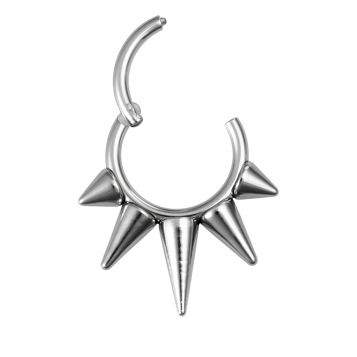 Image of 1pc Of Punk-style Hinged Nose Ring, 16 Gauge 316l 316l Stainless Steel, Suitable For Septum Piercing, Clicker Ring, Cartilage, Daith, Tragus Earrings, Lip Piercings, And Body Jewelry (please Do Not )