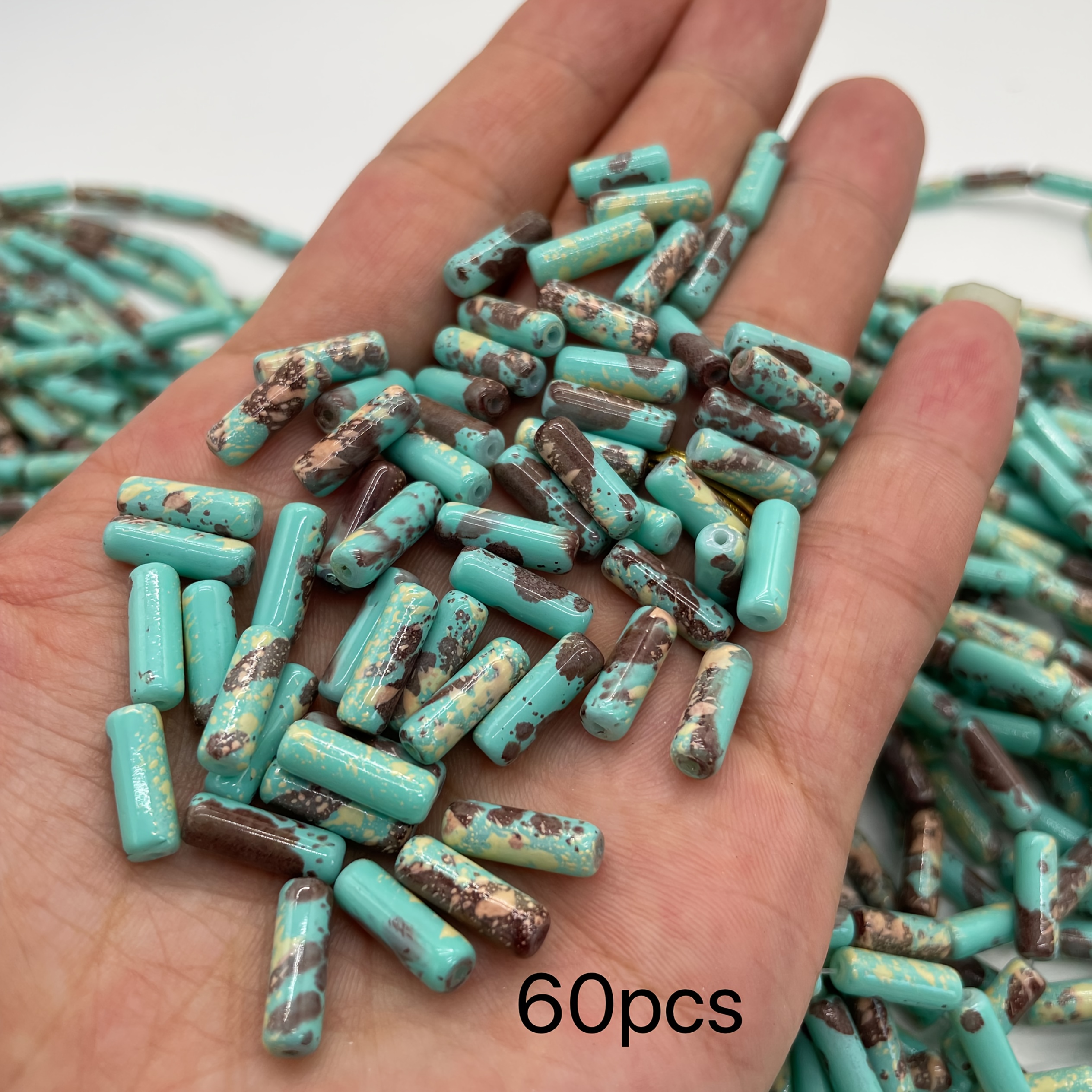 E-shop Perlen 4 X 13mm Zylindrische Glasperlen Lange Säulen 60 Stück Halbfertige Lose Perlen Armband Schlüsselbeinkette Material