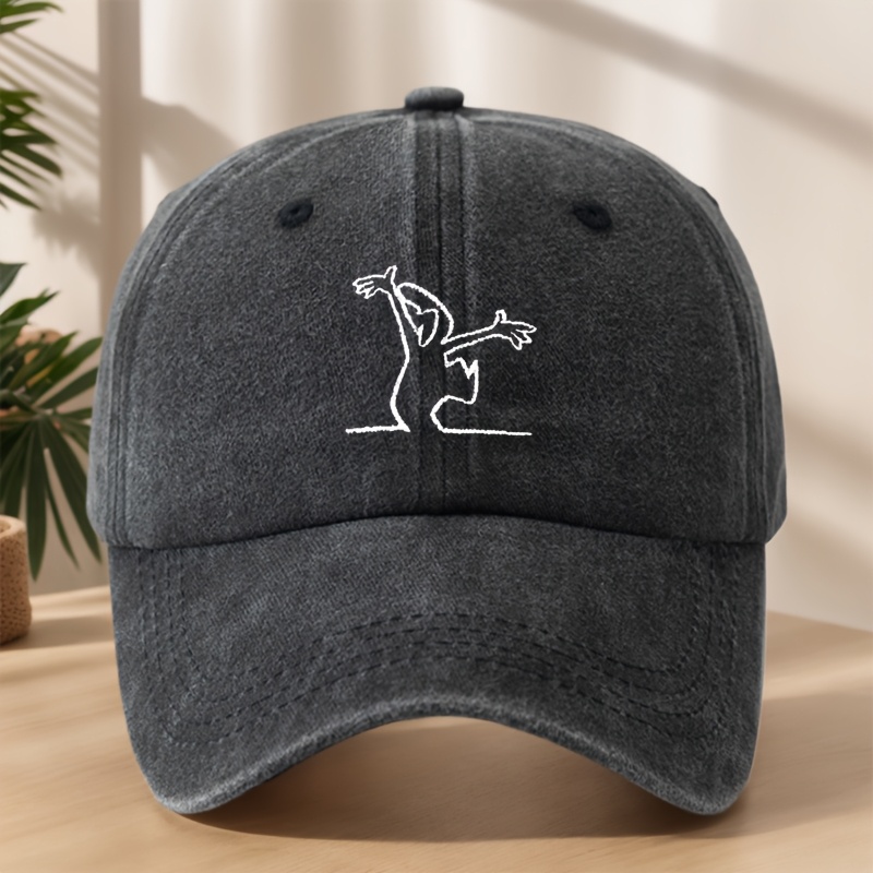 E-shop Spaßige Cartoon-Charakter Stickerei Baseballkappe, Stylische Street Hip-Hop Mütze mit Klassischem Gewaschenem Entenschnabel-Design, Weiche und