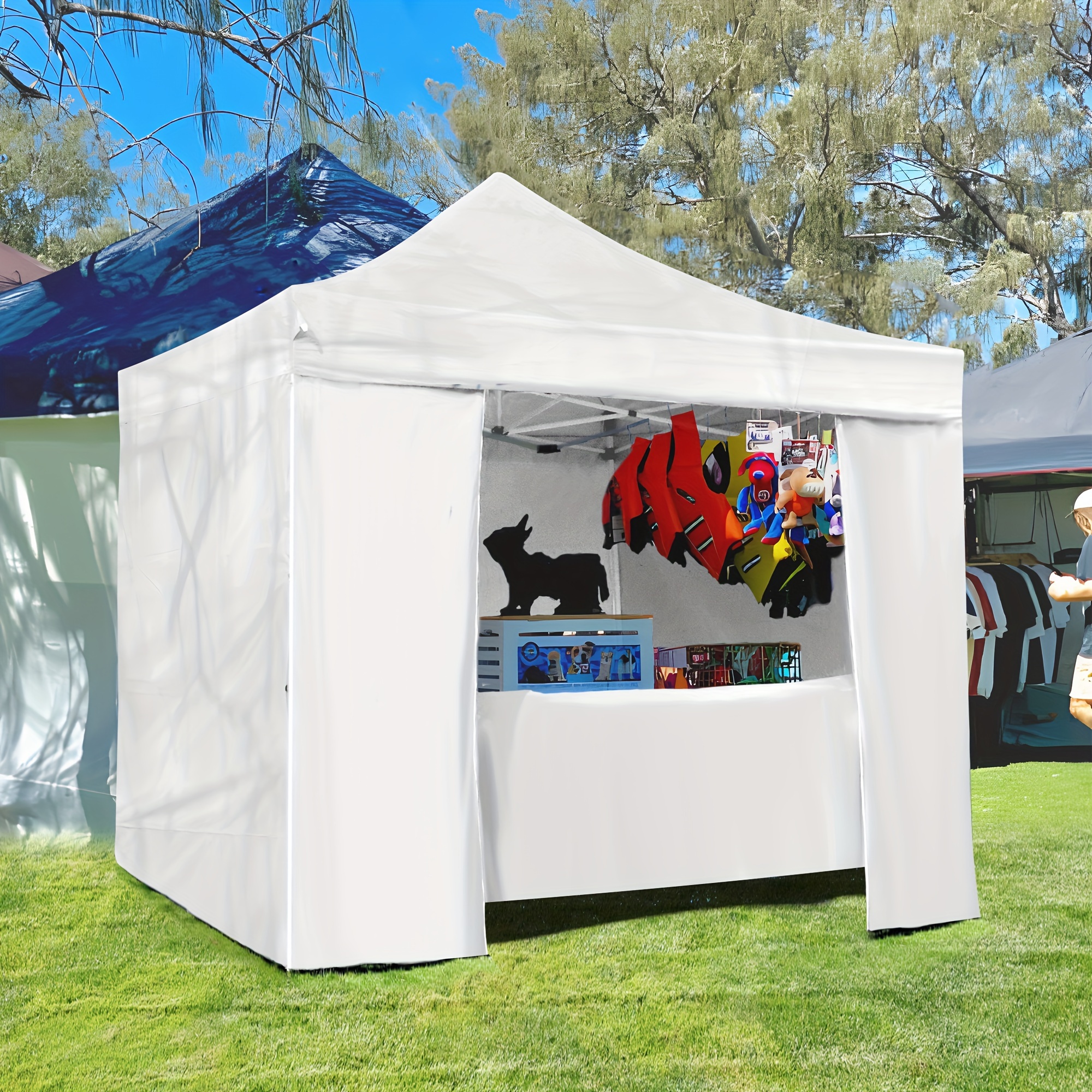 

Outdoor Canopy Tent, Commercial Pop Up Booth Canopies With 3 Full Sidewall & 1 Half Walls, Easy Set Up
