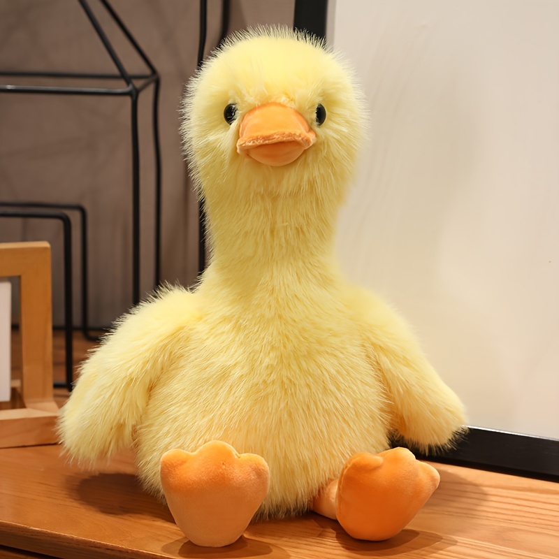 

35cm/13.77in Furry Duck Plush Toy: Soft Stuffed Farm Animal Doll, Perfect For Children's Holiday Gifts