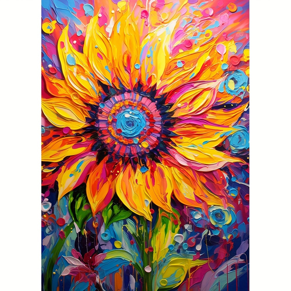 

1pc Large Size 30x40cm/11.8x15.7in Without Frame Diy 5d Artificial Diamond Art Painting Beautiful Sunflower, Full Rhinestone Painting, Diamond Art Embroidery Kits, Handmade Home Room Office Decor Gift