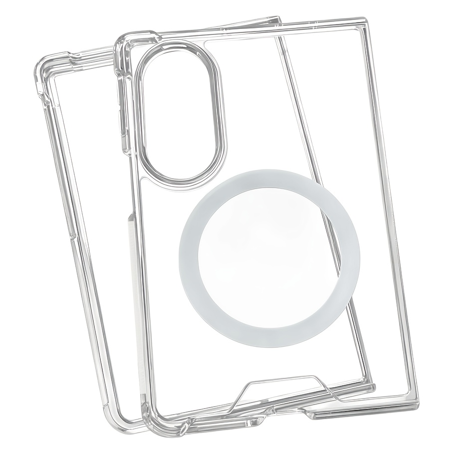 TEMU Phone Case: 2-in-1 Clear Magnetic Case For Galaxy Z Fold 8 | Wireless Charger-compatible, Shockproof & Anti-yellowing, Air Cushion | Transparent