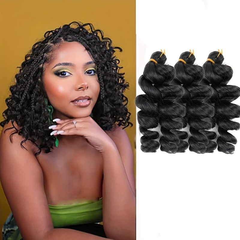 

3-pack French Twist Loose Curly Braided Hair Extensions, 10 Inch, Short Bohemian Box Braids For All, Music Festivals, Christmas Parties - Women's Hairpiece