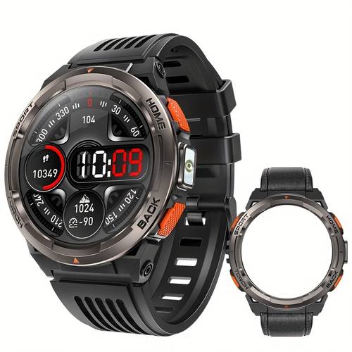 smart watches for men with wireless call with led flashlight full touch 1 45in hd screen long outdoor sports smartwatch with compass activity watch for iphone mens watch