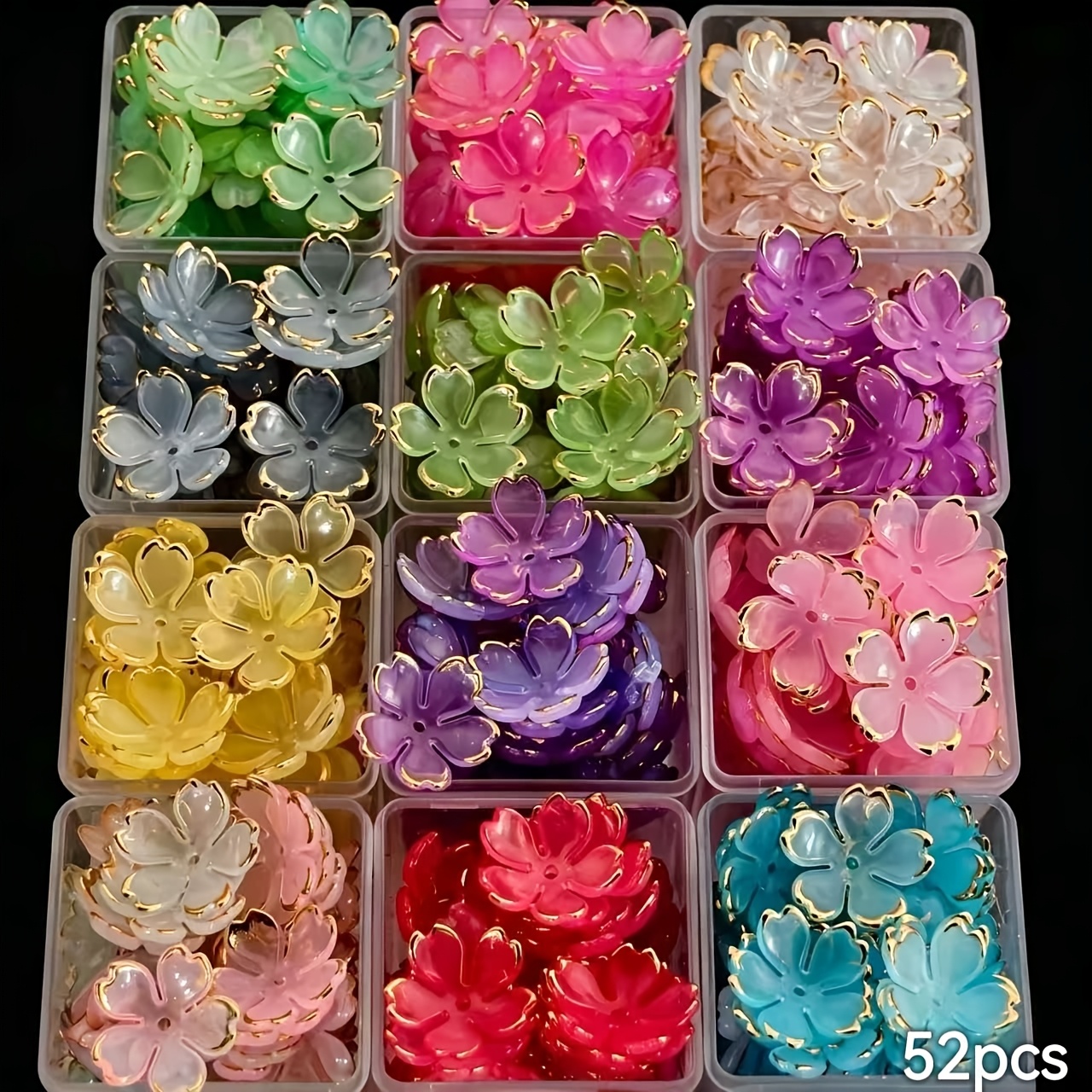 TEMU 52pcs 19Mm - Pétale de Acrylique Dégradé à Bord pour Vêtements, Chaussures et Bijoux > Accessoires de Chaussures et Bottes, Bijoux, Accessoires