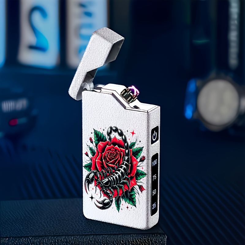 TEMU Pattern Electronic Lighter Windproof Lighter Outdoor Lighter Household Lighter