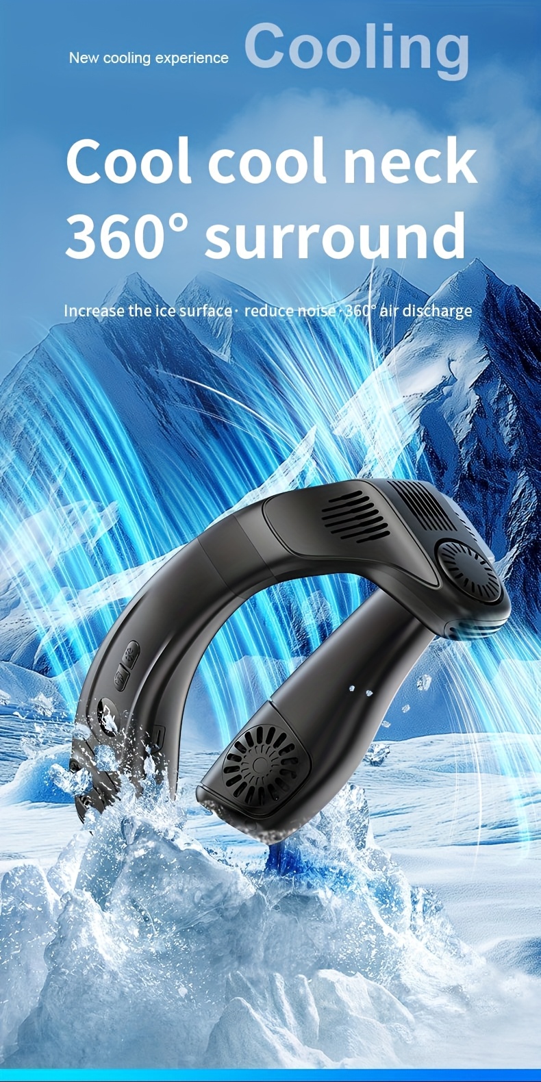 5200Mah Neck Fan, Portable Air Conditioning Fan, Ergonomic Personal Cooling Fan, Type-C Rechargeable, 3D Airflow Wearable, LED Screen, 3 Modes, a Gift for Men And Women, Suitable for Outdoor Travel And Indoor Use