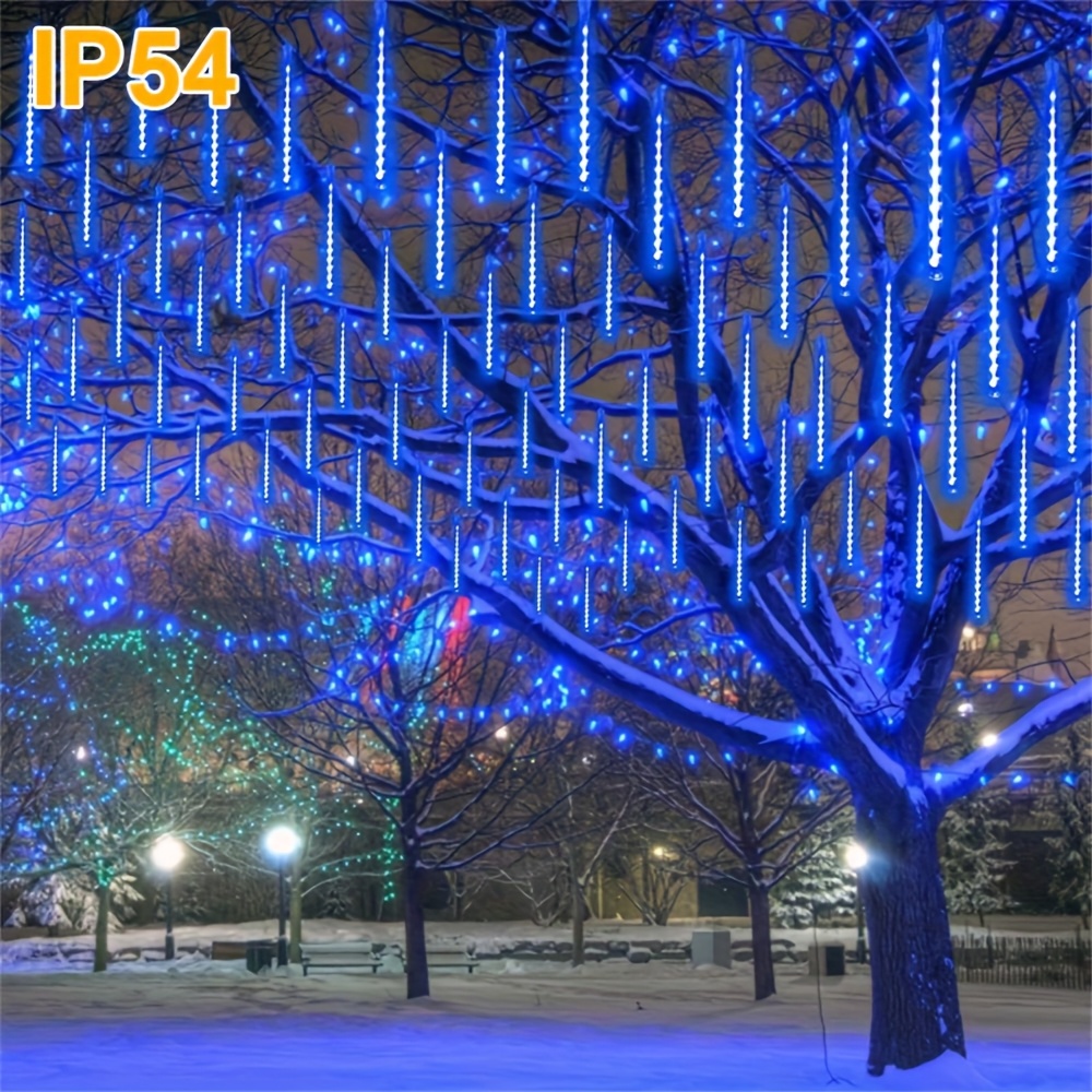 Solari Luci Della Pioggia di Meteore, 30cm 10 Tubes 240 LEDs Luci Pioggia Meteore, IP67 Impermeabili Luci di Natale da Esterno, Luci Pioggia di Meteoriti per Feste, Giardino, Albero