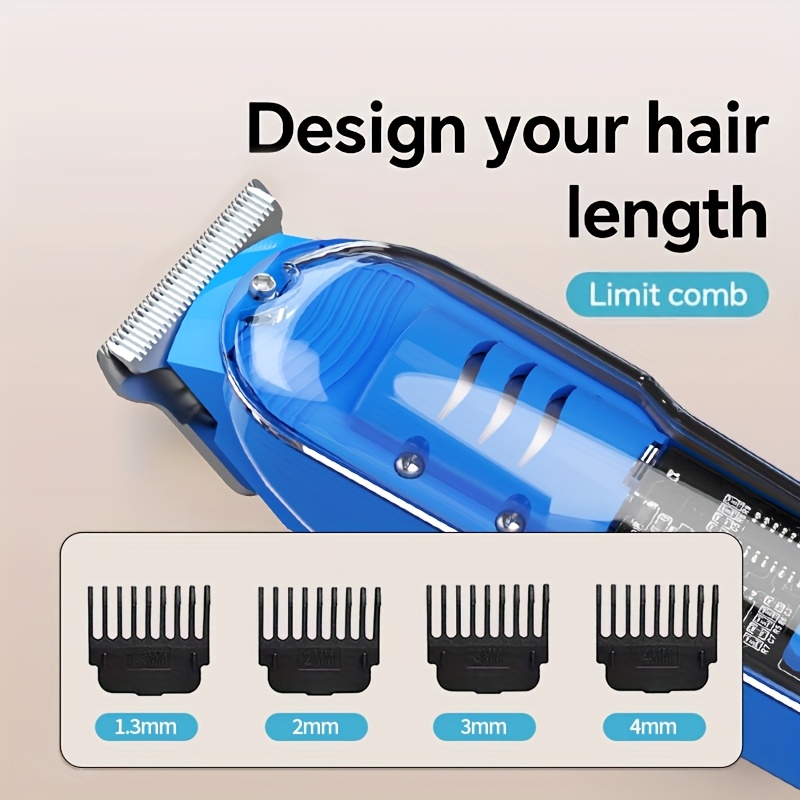 Rechargeable Professional Electric Hair Clipper, Transparent Shell Shaped Hair Trimmer, Cordless Portable Haircut Kit for Men Women Salon, with LED Display Screen