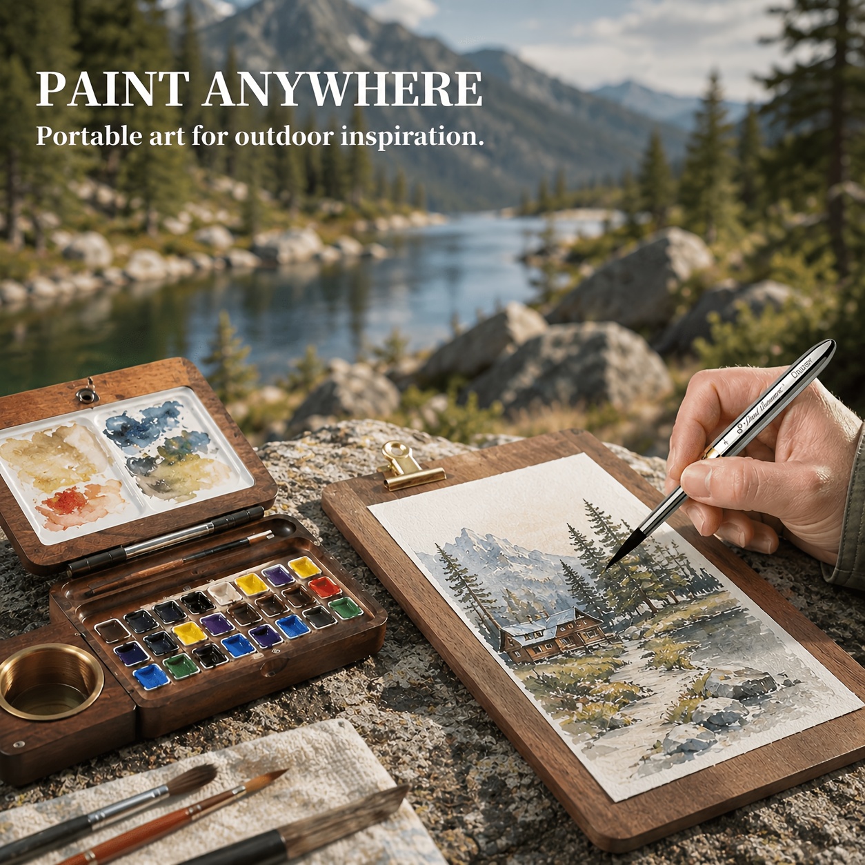Portable Dual-Ended Travel Watercolor Brush Set with Storage Bag
