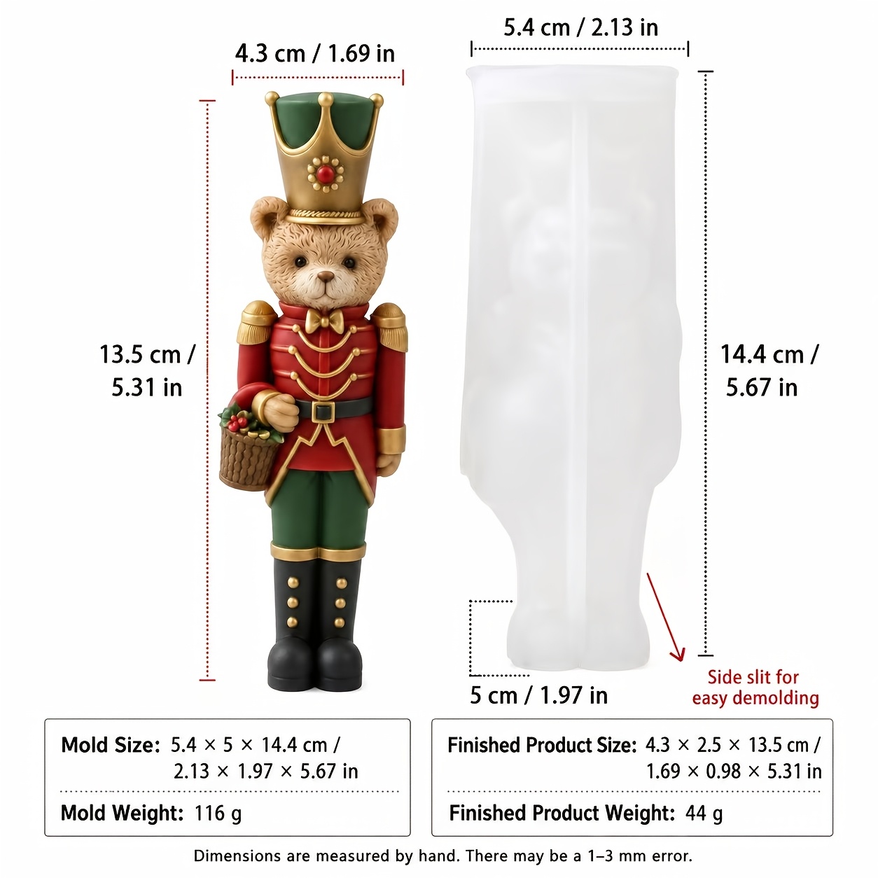 TEMU Candle Molds, 1pc Teddy Bear Soldier Shaped Silicone Mold, Nutcracker Scented Candle, Resin Drop Silicone Mold, Christmas Handcraft Gift, Home