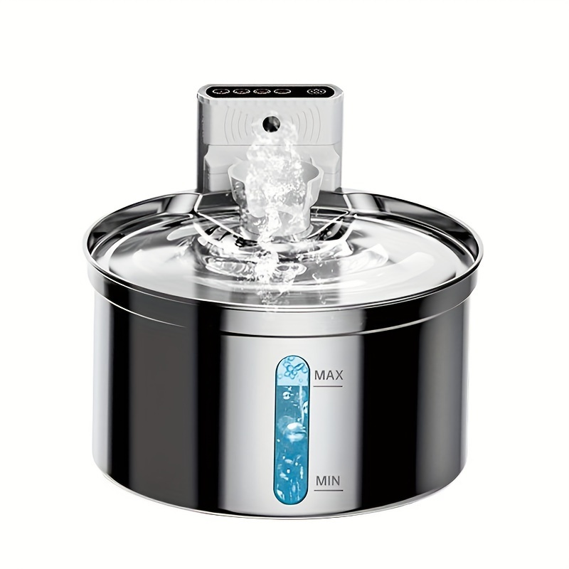 TEMU Wireless Pet Water Fountain Stainless Steel Automatic Water Dispenser Battery Operated Drinking Fountain With Auto Shut-off Pump - 3.5l/118oz