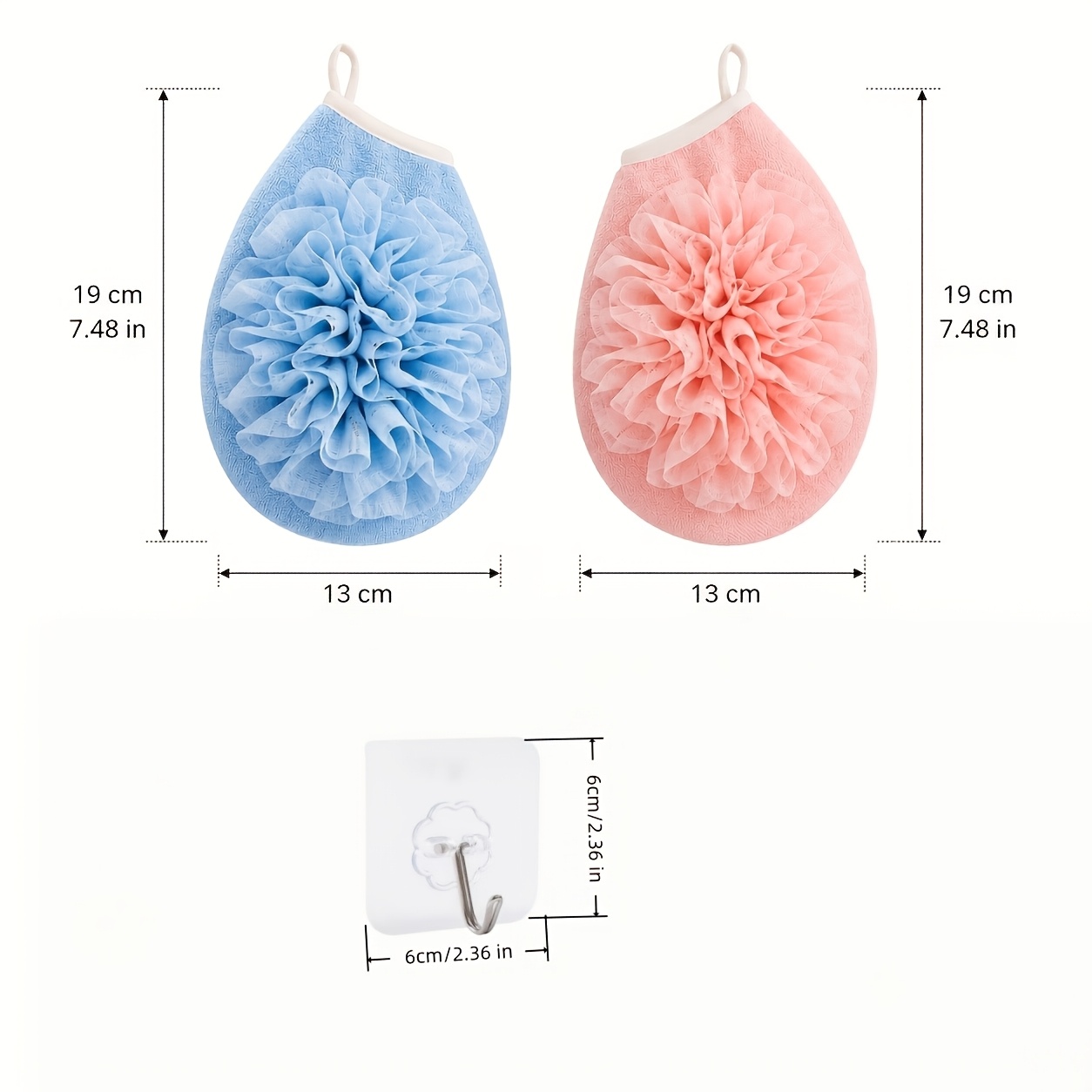 2pcs Bath Flower Gloves & Hooks for Exfoliation and Bathing