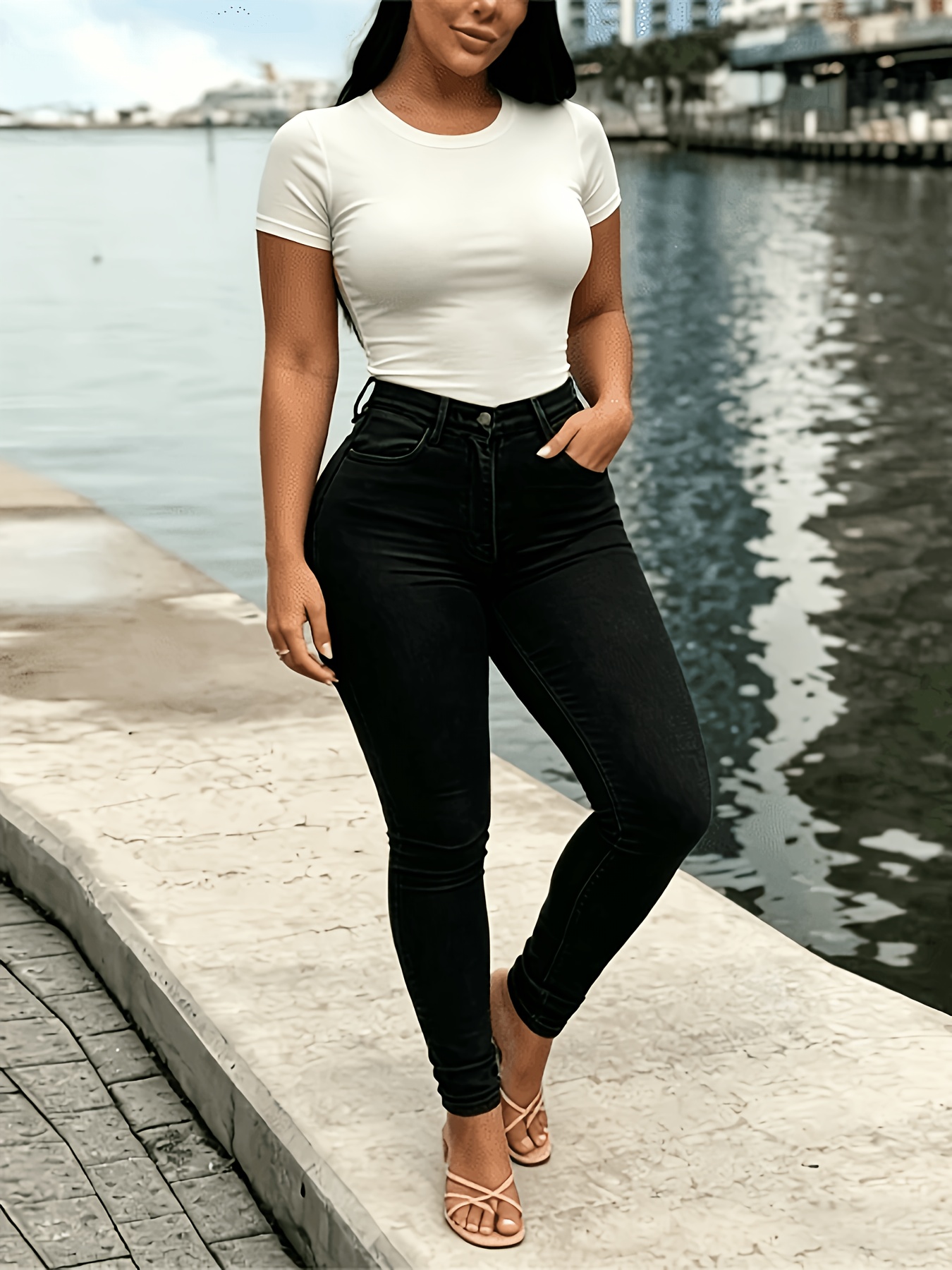 Plus-size Stretchy Women'S Skinny Jeans: Stylish And Casual, With A Butt-lifting And Tummy- Design. Available In Five Colors, Made From Comfortable Fabric With A High Waist And High Elasticity. Perfect For Curvy Women. Plus-size Women's