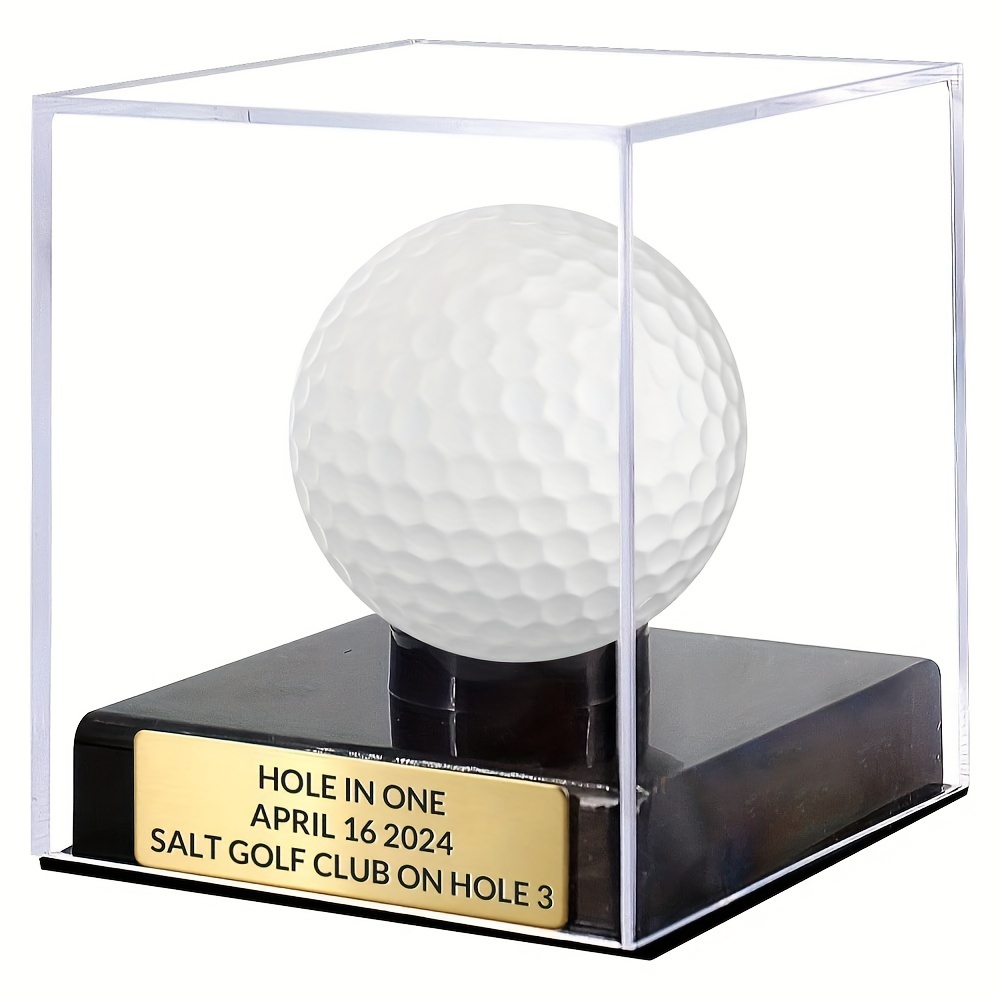 

Custom Acrylic Golf Ball Display Case With Laser-engraved Plaque - Showcasing Your Favorite , Ideal Gift For Golf Enthusiasts (golden)